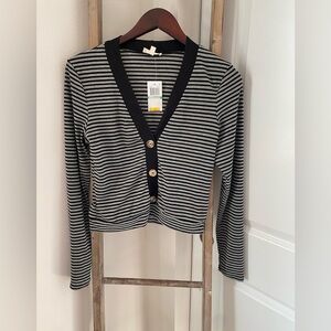 NWT - Ultra Flirt - Black and Gray Striped Long Sleeve Shirt - Size Large